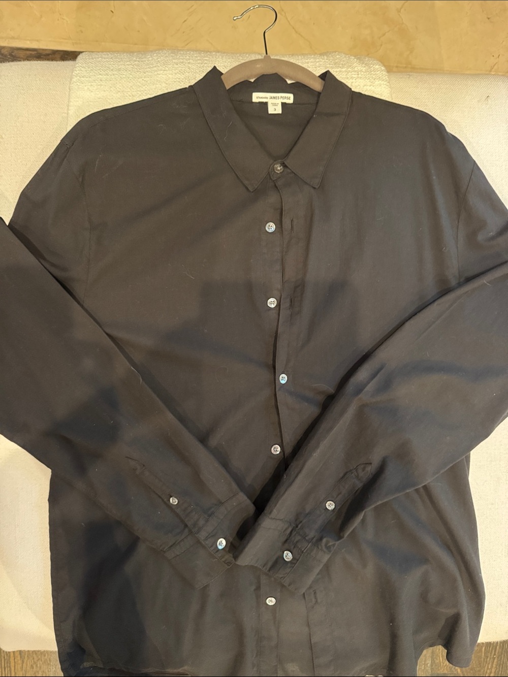 James Perse Black Long Sleeve Button-Down Shirt